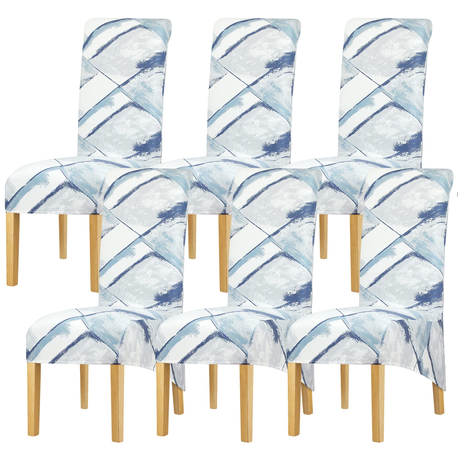 Leorate XL Size High Back Chair Covers Stretch Printing Floral Chair Slipcovers for Dining Room Banquet Party Home Decor (Pack of 6, Color Y012)