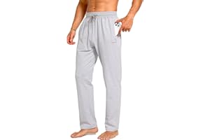 RANCOTO Men's Sweatpants Cotton Yoga Pants Casual Jersey Pants for Men Open Bottom Straight Leg with Zipper Pockets