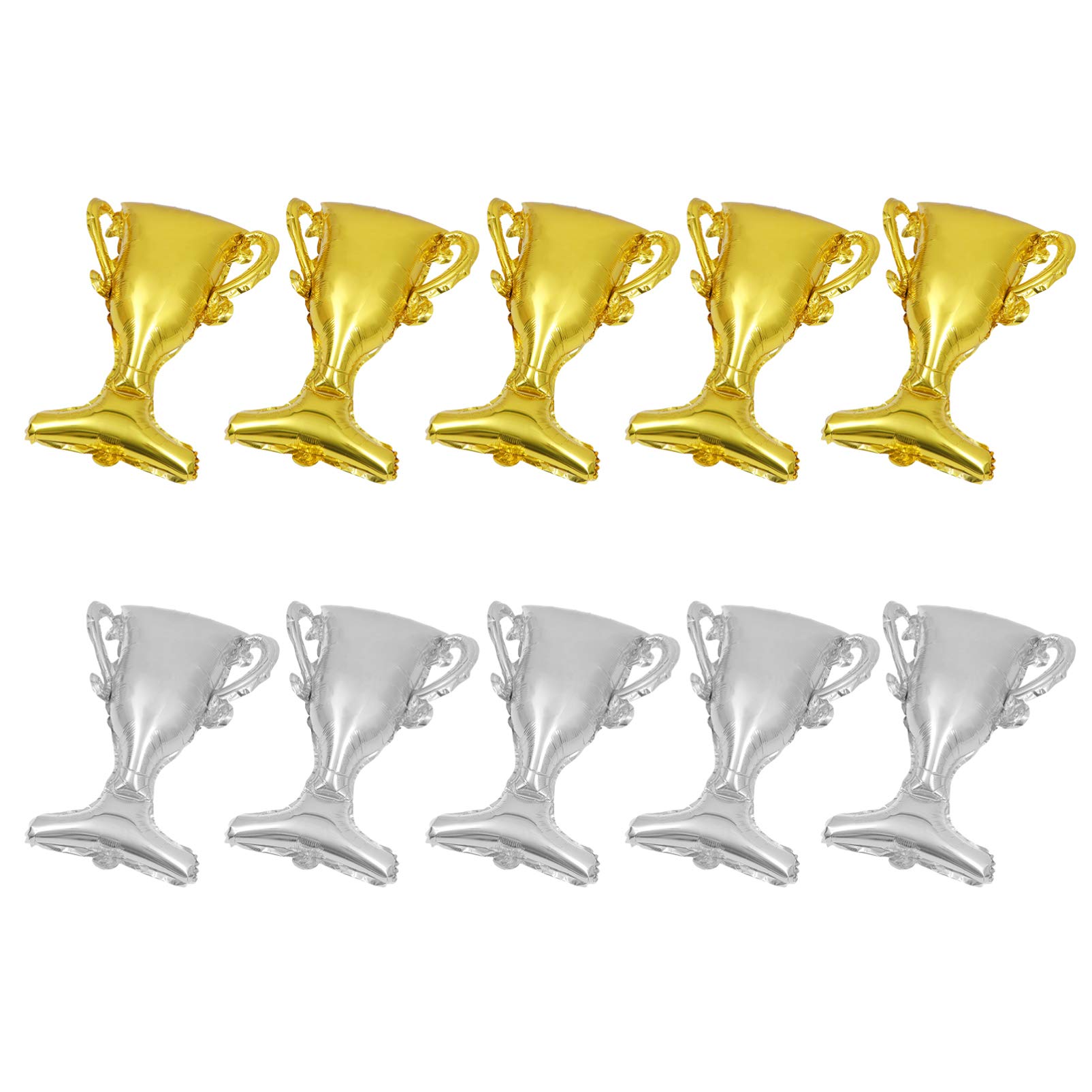 NUOBESTY Trophy Balloons, Graduation Winning Cups Foil Balloons Inflatable Trophy Toy Decorations Photo Props for Graduation Celebration Party Supplies 10pcs,Golden,silver,50X 36CM