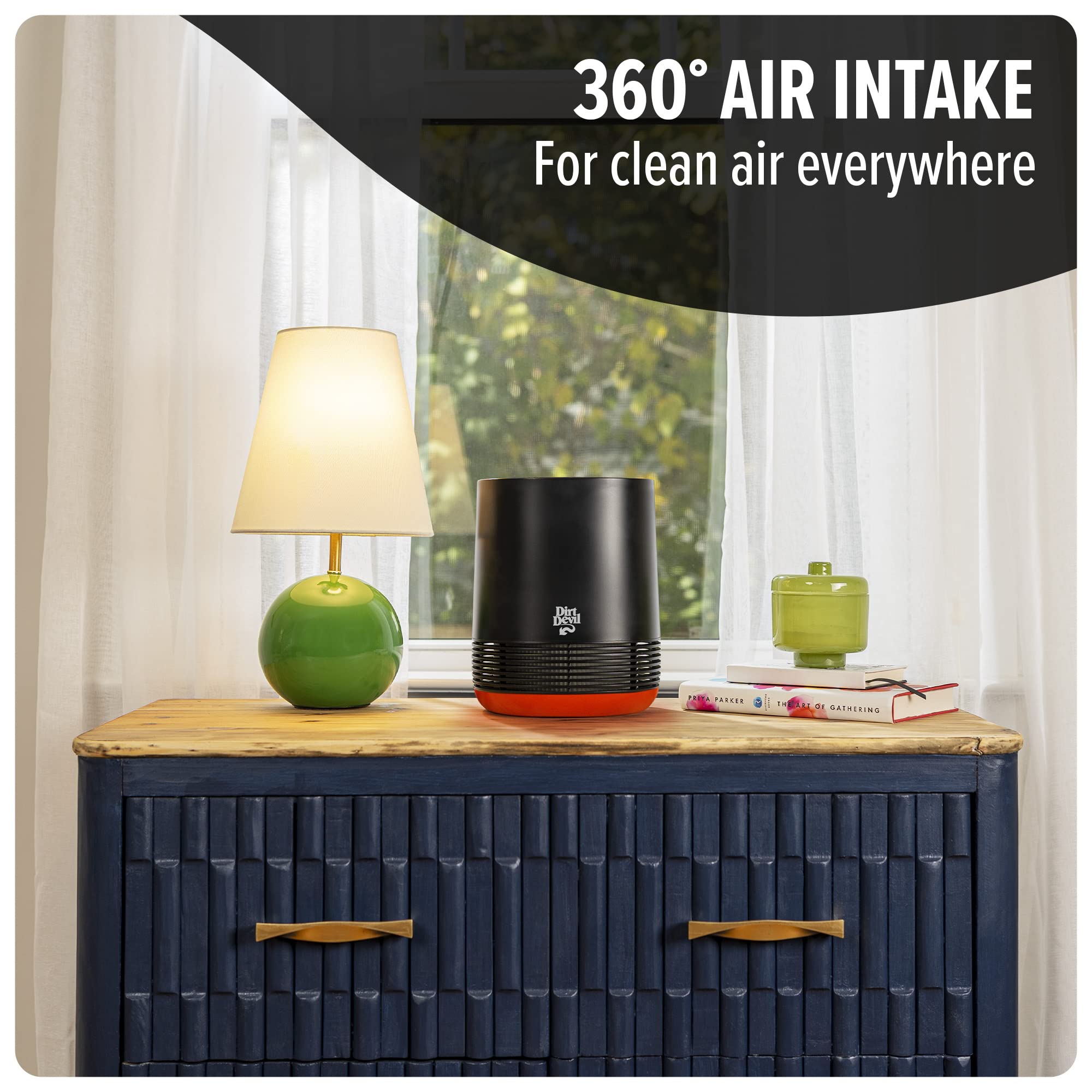 Dirt Devil Air Purifier, Powerful HEPA Filter with 360 Degree Air Intake, Neutralize Odor, Captures 99.97% of Particles, Dust, Pollen, Pet Dander and Smoke, Air Purifiers for Home