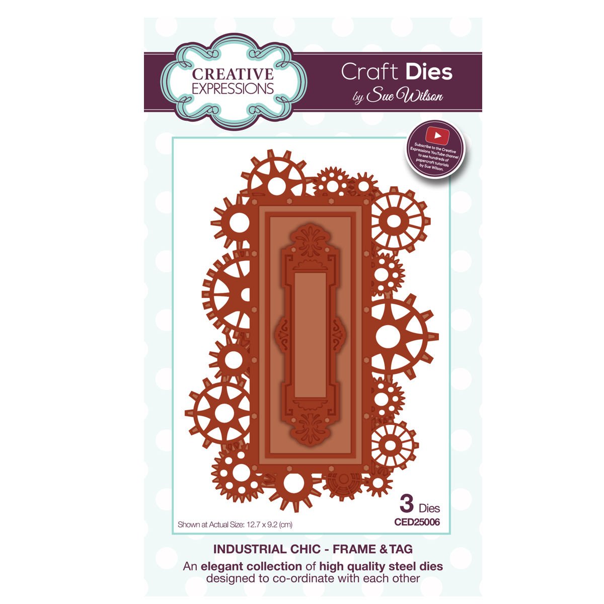 Sue Wilson Industrial Chic Collection Frame and Tag Craft Die, Metal, Silver, 24 x 13 x 0.8 cm