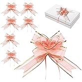 6Pcs Large Pull Bows Gifts Wrapping Ribbon Bows for Party Birthday Christmas Valentine's Day Wedding Baskets Gift Decorations, Party Gift Boxes Flower Decorations (Pink)