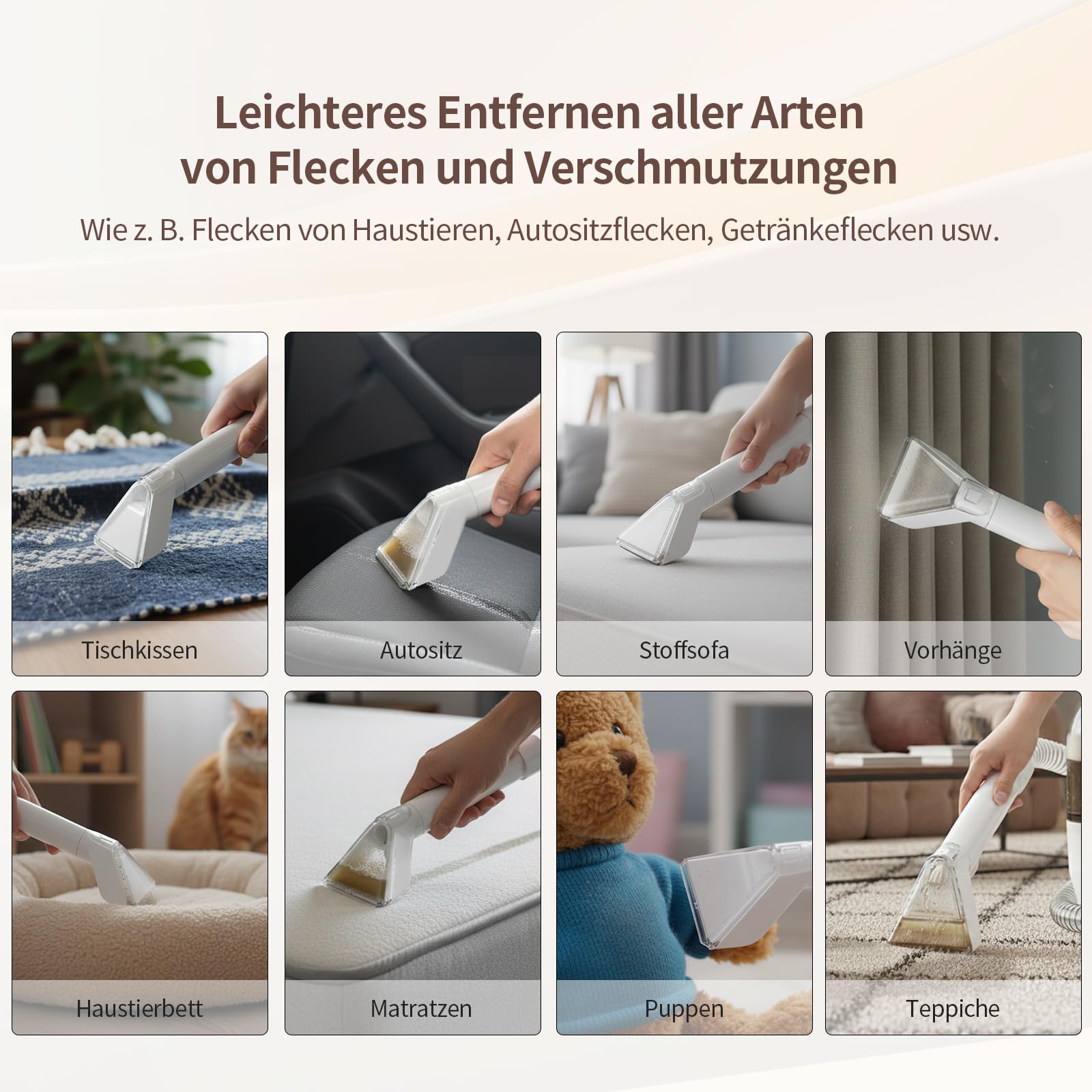 COCEAN Waschsauger Polsterreiniger,Teppichreiniger,Nass trockensauger,18Kpa Polsterreiniger Gerät, Nasssauger für Teppiche,Polster Autositze & Sofa 7