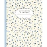Coquette Composition Notebook: Blue Bloom | College Ruled | 7.5 x 9.25" | 110 Pages