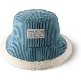 CHOK.LIDS Reversible Fur Bucket Hat Elegant Fuzzy Bucket Hat Corduroy Trendy Winter Hat Fluffy Warm Fashionable Fleece