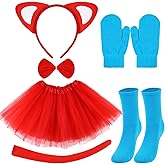 Matiniy 6 Pcs Fox Costume Accessories Kit Include Headband Tutu Skirt Tail Bowtie Gloves and Socks for Boys Girls World Book Day Dress Up