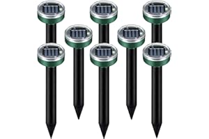 JLLOM 8PCS Mole Repellent Solar Powered Waterproof Mole Chipmunk Repellent Outdoor Ultrasonic Gopher Vole Deterrent Sonic Repellent Spikes Drive Away Burrowing Animals from Lawns,Yard