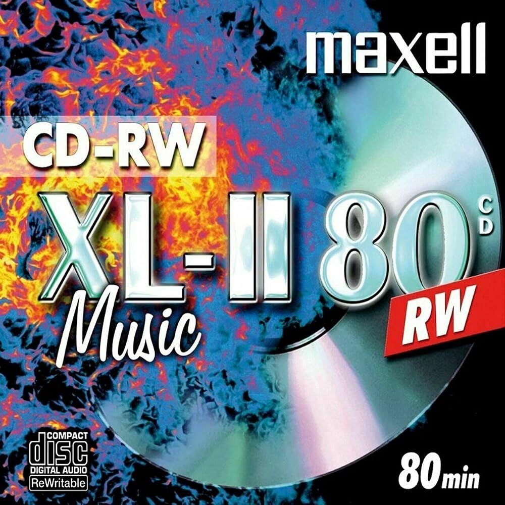 Maxell CD-RW 80 Music Jewel Case 10mm Rewriteable Discs Pack of 10
