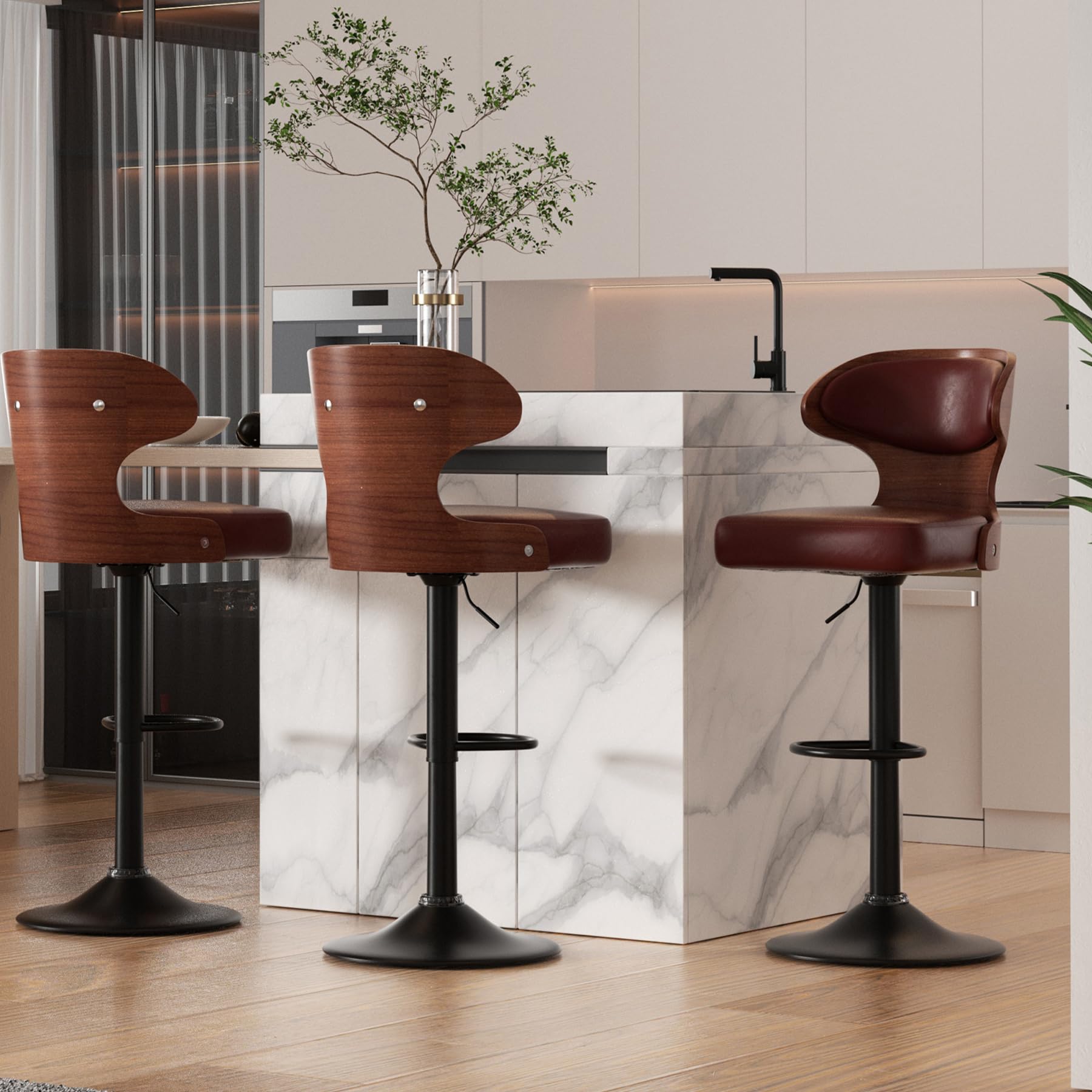 Nalupatio Bar Stools Set of 3 Seat Adjustable