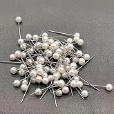 500PCS Sewing Pins, 0.8in Straight Pins with Plastic Pearl Head, White Corsage Stick Pins for DIY Sewing Craft Dressmaker Jewelry Decoration Fabric