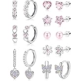 Jstyle Hypoallergenic Earrings for Girls Women Surgical Stainless Steel Hoop Earrings for Sensitive Ears Screw Back Stud Earrings Set Cute Girls Toddler Earrings Kids Earrings Jewelry for Teen Girls