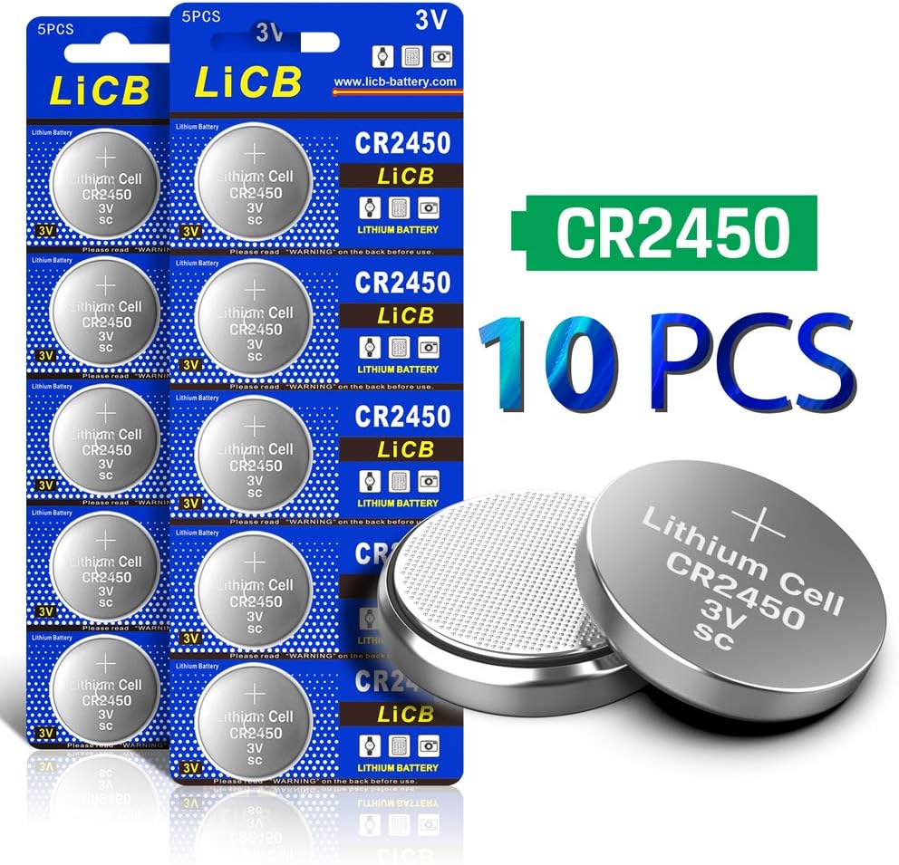 LiCB CR2450 3V Lithium Battery (10PCS), 5 Count (Pack of 2)