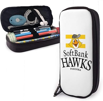 Amazon ペンケース 福岡ソフトバンクホークス 大容量 おしゃれ 二階建て 多機能 Puレザー 筆箱 学生 子供 多機能 軽量 ペン袋 容量 収納バッグ ペンポーチ 筆入れ ペンケース 文房具 オフィス用品