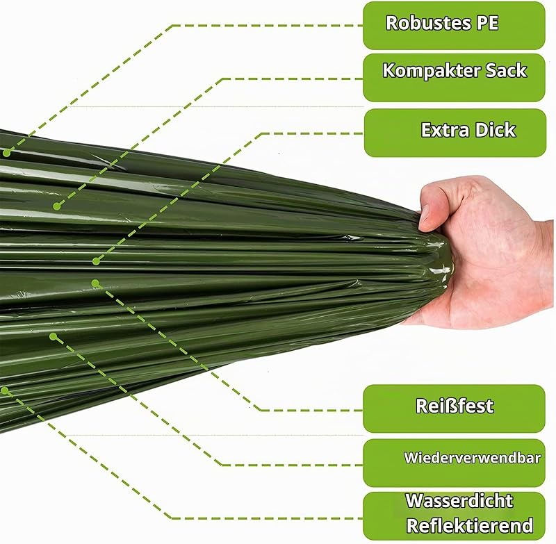 Notfalldecke Schlafsack, Survival Biwaksack Erste Hilfe Rettungsdecken Wasserdicht Notfallzelt Ultraleicht Hitzeabweisend Kälteschutz mit Signalpfeifen, für Outdoor Camping Wandern, 1 Stück