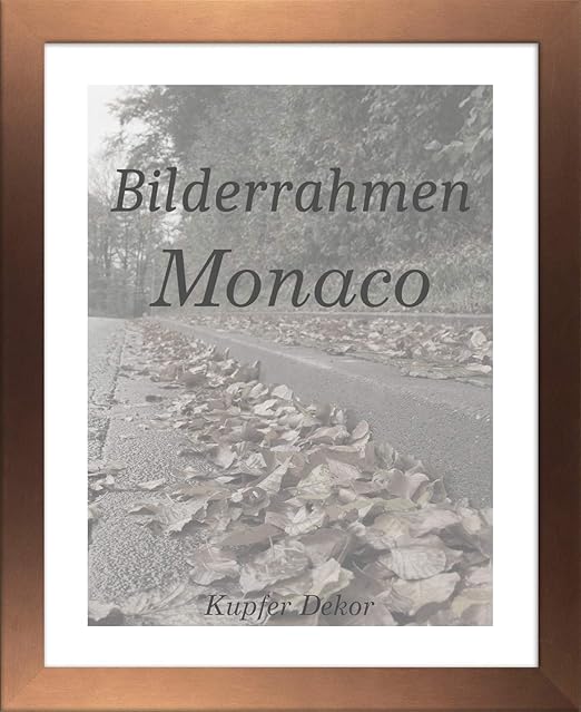 Homedeco-24 Monaco MDF Bilderrahmen ohne Rundungen 60 x 90 cm Größe wählbar 90 x 60 cm Kupfer Dekor mit Acrylglas klar 1 mm