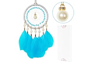HOLSM-III Mini Dream Catchers - Goose Feather with Luxury Pearl, Natural Leather, Handmade Small Dreamcatcher for Bedroom, Dream Catcher for Girls, Dream Catchers for Boys, Dream Catcher Wall Decor