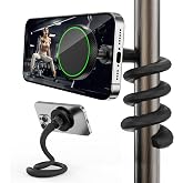 Flexible Phone Holder for Treadmill, Magnetic Gooseneck Cell Phone Mount | Compatible with MagSafe, iPhone 17-12 &amp; Android, Silicone Stand for Spin Bike Stroller Wheelchair Shopping Cart - Gym Gifts