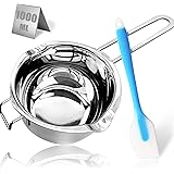 1000ML/1QT Double Boiler Chocolate Melting Pot,304 Stainless Steel Candle Making Kit, Melting Pot with Silicone Spatula for M
