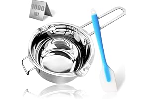 MARSHEEPY 1000ML/1QT Double Boiler Chocolate Melting Pot, 304 Stainless Steel Candle Making Kit with Silicone Spatula for Chocolate, Candy, Candle, Soap, Wax