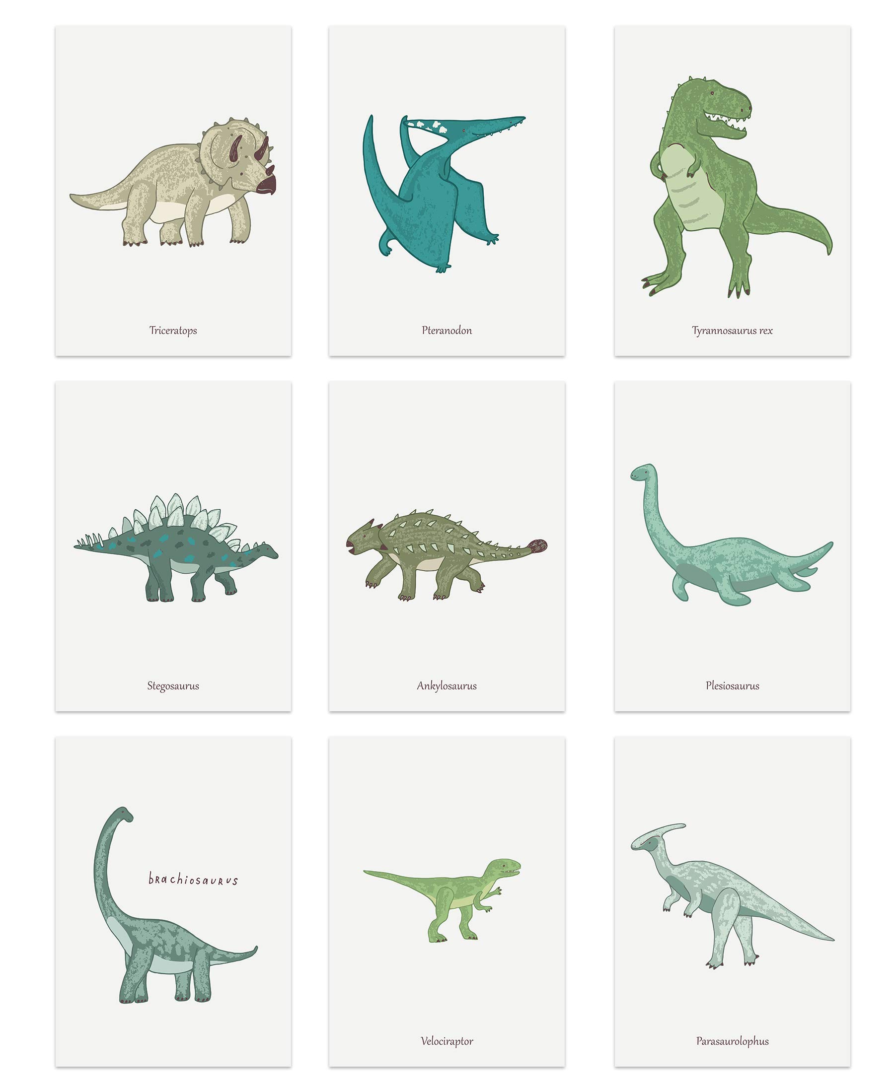 the lazy panda card company Set of 9 A4 Dinosaur Posters - Great little set for Dinosaur Enthusiasts