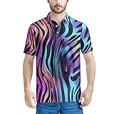 HUGS IDEA Colorful Tiger Pattern Mens Golf Shirt