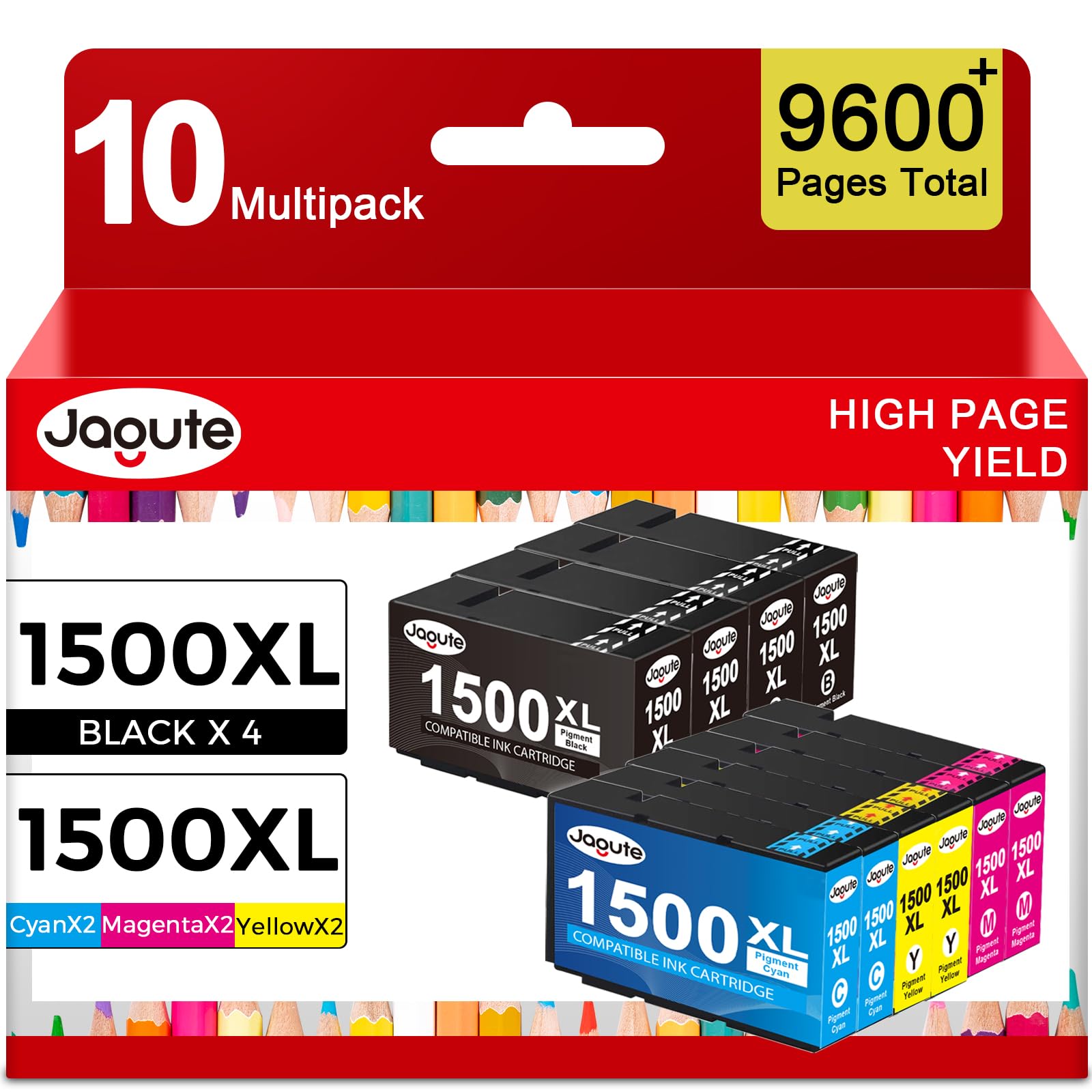 1500XL Ink Cartridges Multipack Compatible for Canon PGI-1500XL PGI-1500 Ink Cartridges for Canon Maxify MB2050 MB2150 MB2155 MB2350 MB2300 MB2000 MB2755 MB2750 (Black, Cyan, Magenta, Yellow 10 Pack)