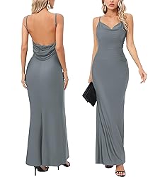 Capuffy Women Drape Neck Formal Maxi Dresses Lace
