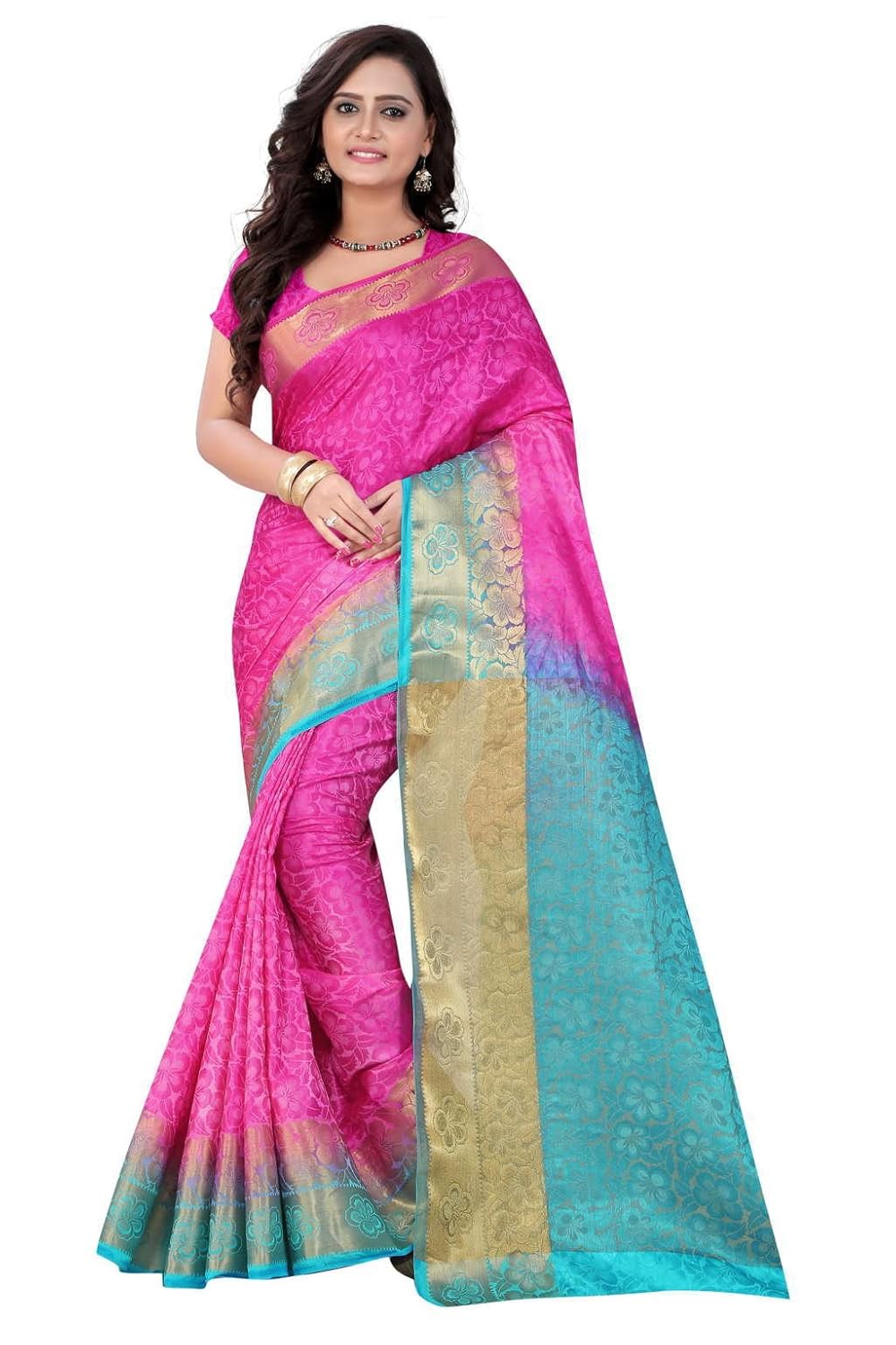 nirja fab women's cotton silk banarasi saree (pink)