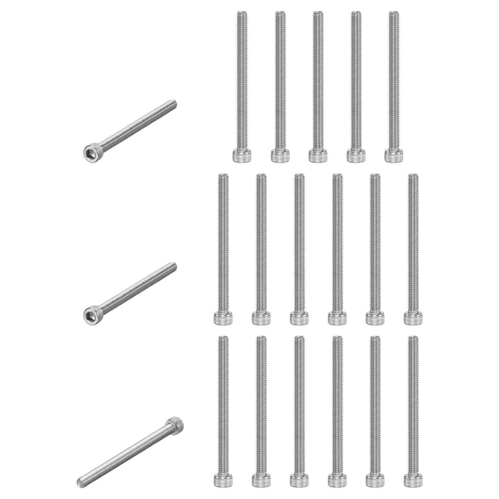 M METERXITY 20-Pack Socket Head Cap Screws Bolts M6x80mm 1mm Pitch Button Head Socket Screws 304 Stainless Steel Hex Socket Bolts [Silver]