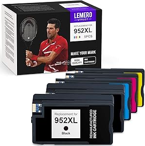 LemeroUtrust Remanufactured Ink Cartridge Replacement for HP 952 XL 952XL use with HP OfficeJet Pro 8710 8702 8720 8210 8200 8715 8725 8730 8740 8216 7740 7720 (Black, Cyan, Magenta, Yellow, 5-Pack)