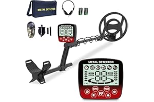 Cyphyja Waterproof Metal Detector for Adults, 10" IP68 Professional Metal Detectors, 5 Modes High Accuracy Detector de metales oro y Plata, Gold Detector/Tester with Shovel, Bags, Headphones(Red)