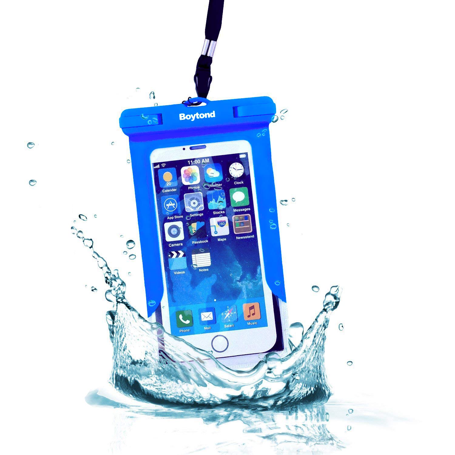 AXELENS Waterproof Case for Smartphones up to 6.7″ - Universal Waterproof Touch Cover with Neck Strap & Arm Band - Total Protection for Sea, Pool and Outdoors - Blue