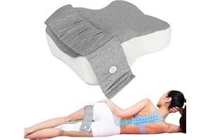 Ergonomic Memory Foam Knee Pillow with Adjustable 4-Level Strap, Leg Spacer Pillow for Side Sleepers, Spine Aligning & Sciati