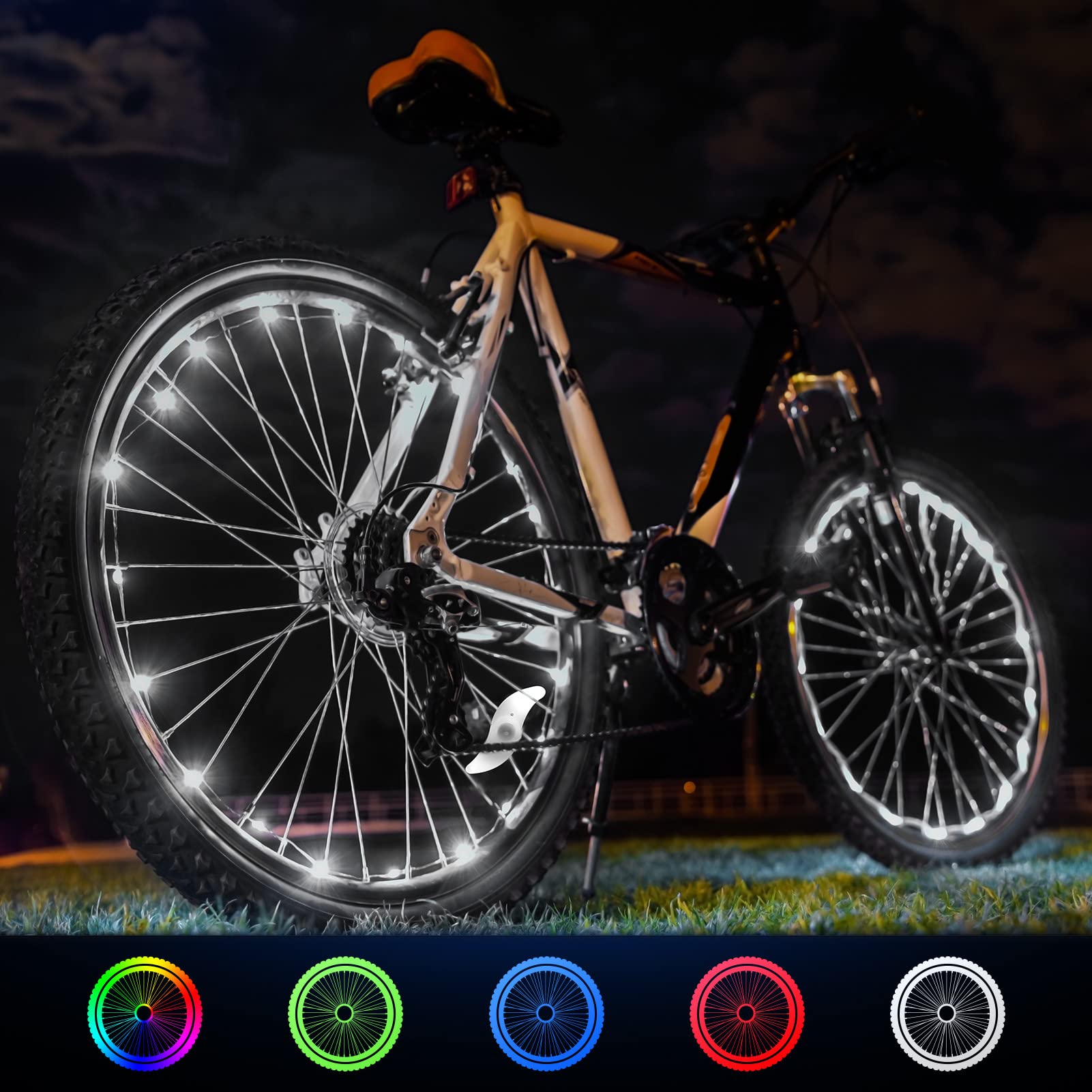EUCOCO Kids Bike Lights, Bicycle Lights Kids 5-16 Year Old Boy Girl Gifts Toys for 6-16 Year Old Boy Girl Bike Accessories Led Bike Lights Bicycle Boy Easter Gifts for Kids Waterproof Safe White — image 1
