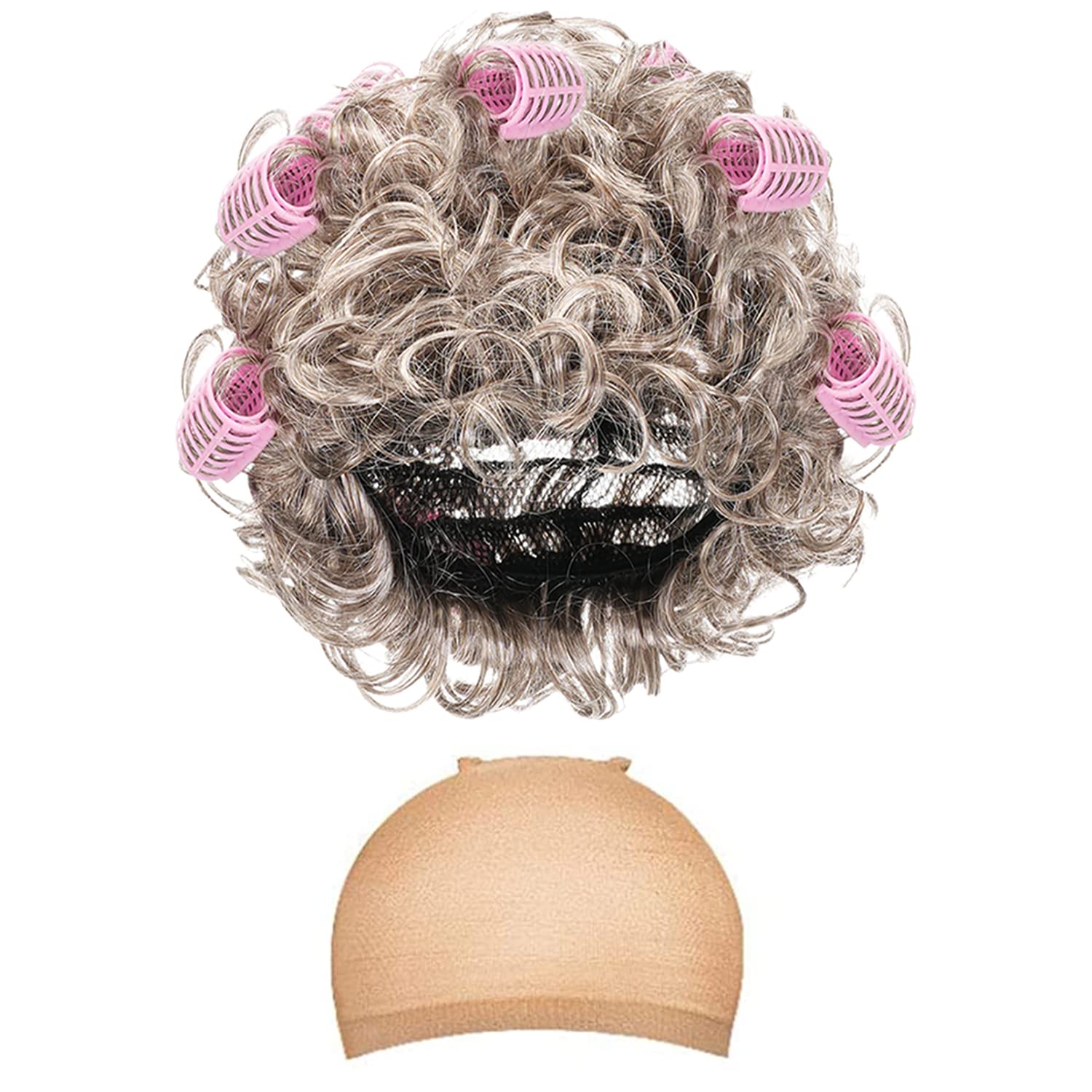 EBYTOP Women's Old Lady Costume Kit with Nightgown Wig Cane & Other Halloween Cosplay Accessories