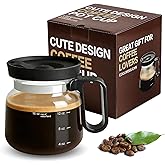 DRVLET Coffee Pot Mug,16 Oz Mini Glass Coffee Pot Coffee Mugs with Spill Proof Lid and Heat Proof,Coffee Cup Gifts for Coffee