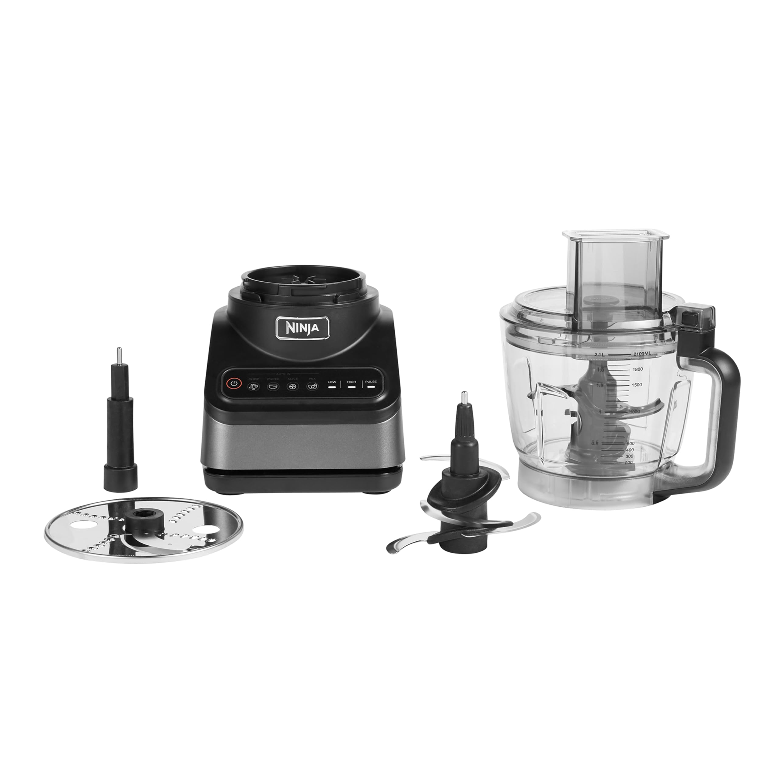 Ninja Food Processor with 4 Automatic Programs; Chop, Puree, Slice, Mix, and 3 Manual Speeds, 2.1L Bowl, Chopping, Slicing & Dough Blades, 850W, Dishwasher Safe Parts, Black BN650UK