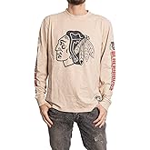 Calhoun NHL Surf & Skate Men's Acid Wash Distressed Logo Long Sleeve Vintage Style Shirt