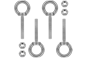 VMUTER 4 Pack M10 Stainless Steel Eye Bolts with Nuts 2" Thread Length - Eyebolts for DIY, Furniture, Swing, and Outdoor Use M10 x 50