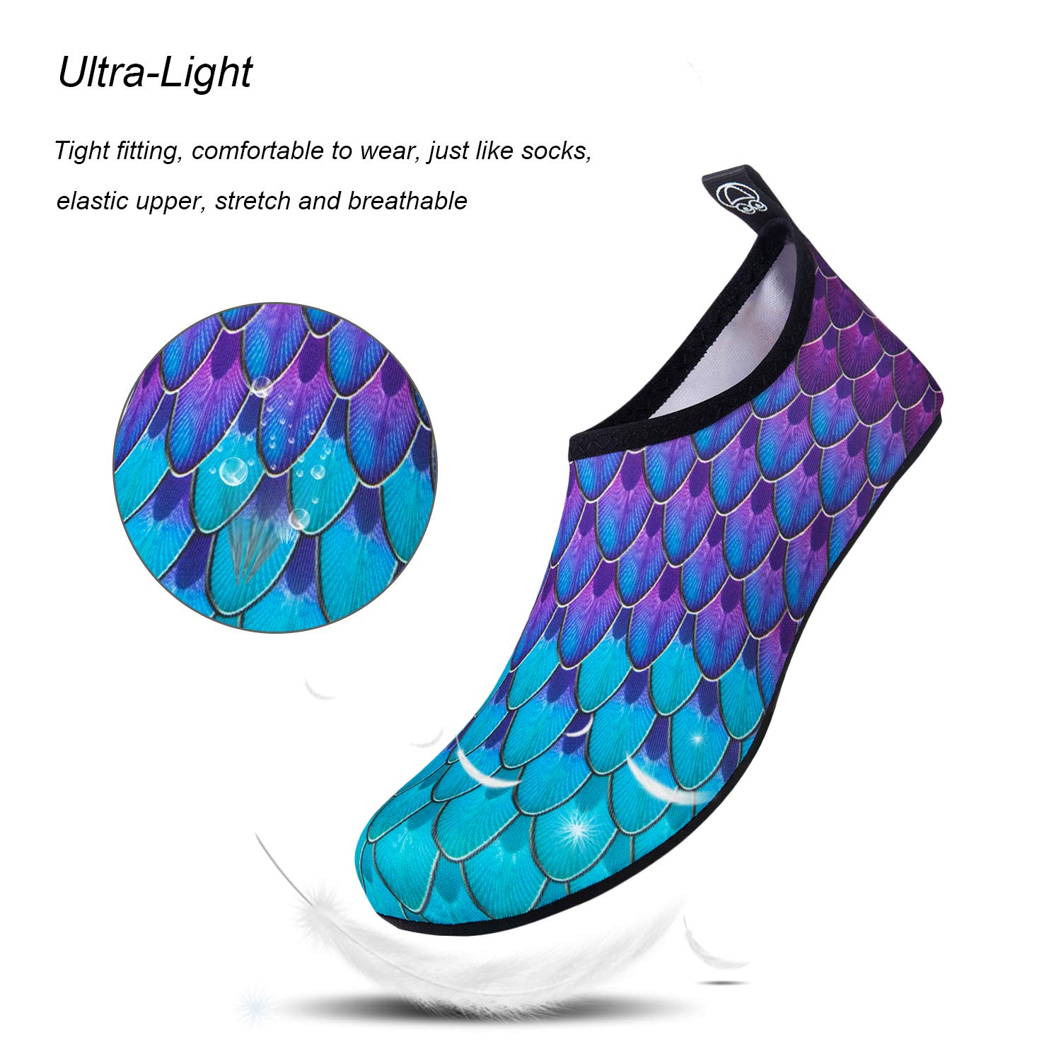 WateLves Water Shoes for Womens Mens Barefoot Quick-Dry Aqua Socks for Beach Swim Surf Yoga Exercise New Translucent Color Soles