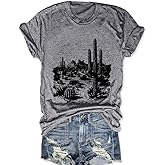 Women Vintage T Shirt Short Sleeve Summer Cactus Tshirt Funny Graphic Tees