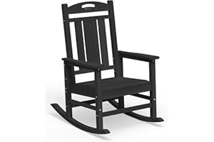 Ciokea Oversized Outdoor Rocking Chair, HDPE Porch Rocking Chairs for Outside, All-Weather Comfortable Patio Rockers for Front Deck Balcony, Black