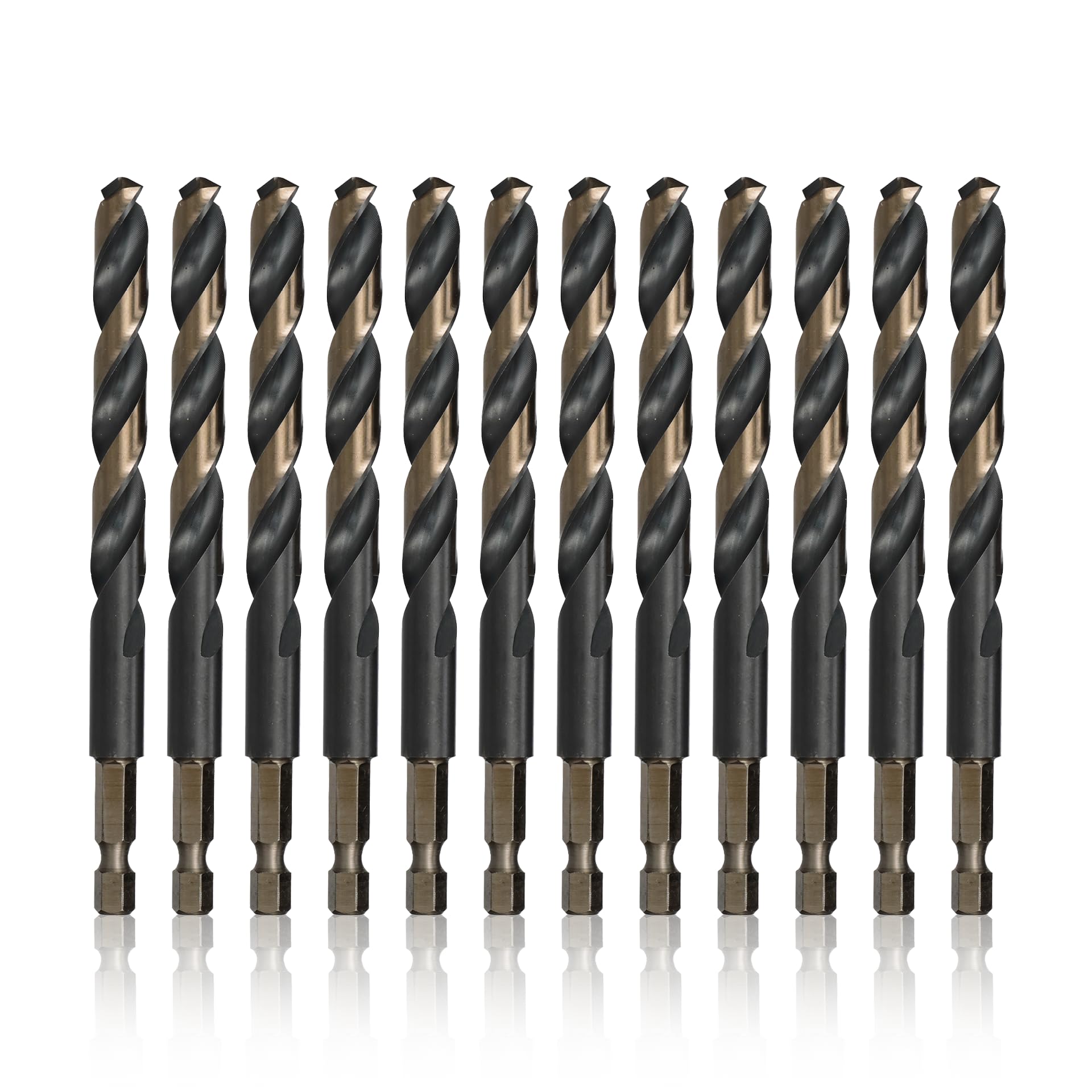 3/16" Quick Change Hex Shank High Speed Steel Drill Bit, KFDHEX Series (Pack of 12)