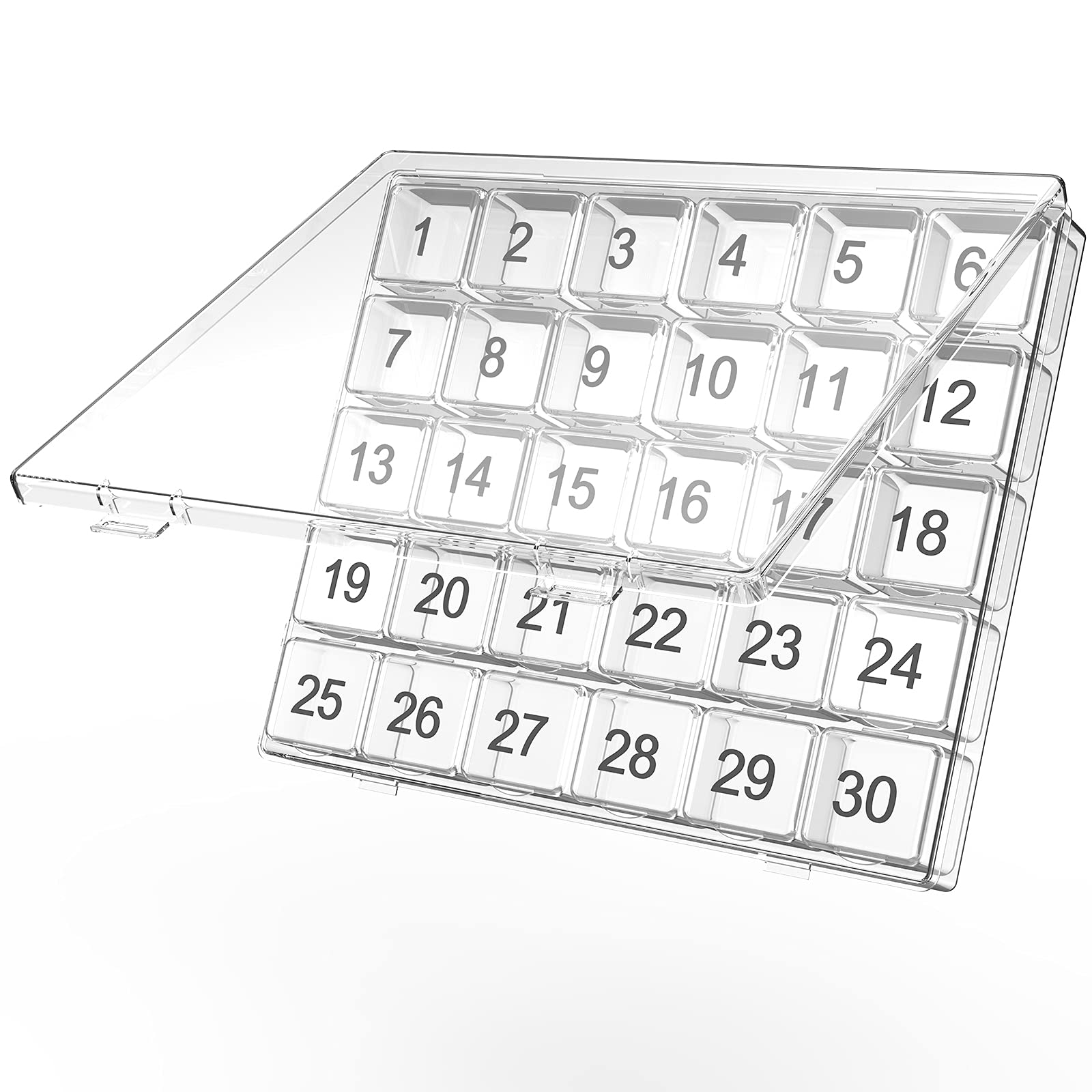 Photo 1 of DOHIMGIO Monthly Pill Organizer - 30 Day Pill Box - Easy to Open - Large Compartments - Portable Case for Travel, Medicine Organizer for Vitamins (White)