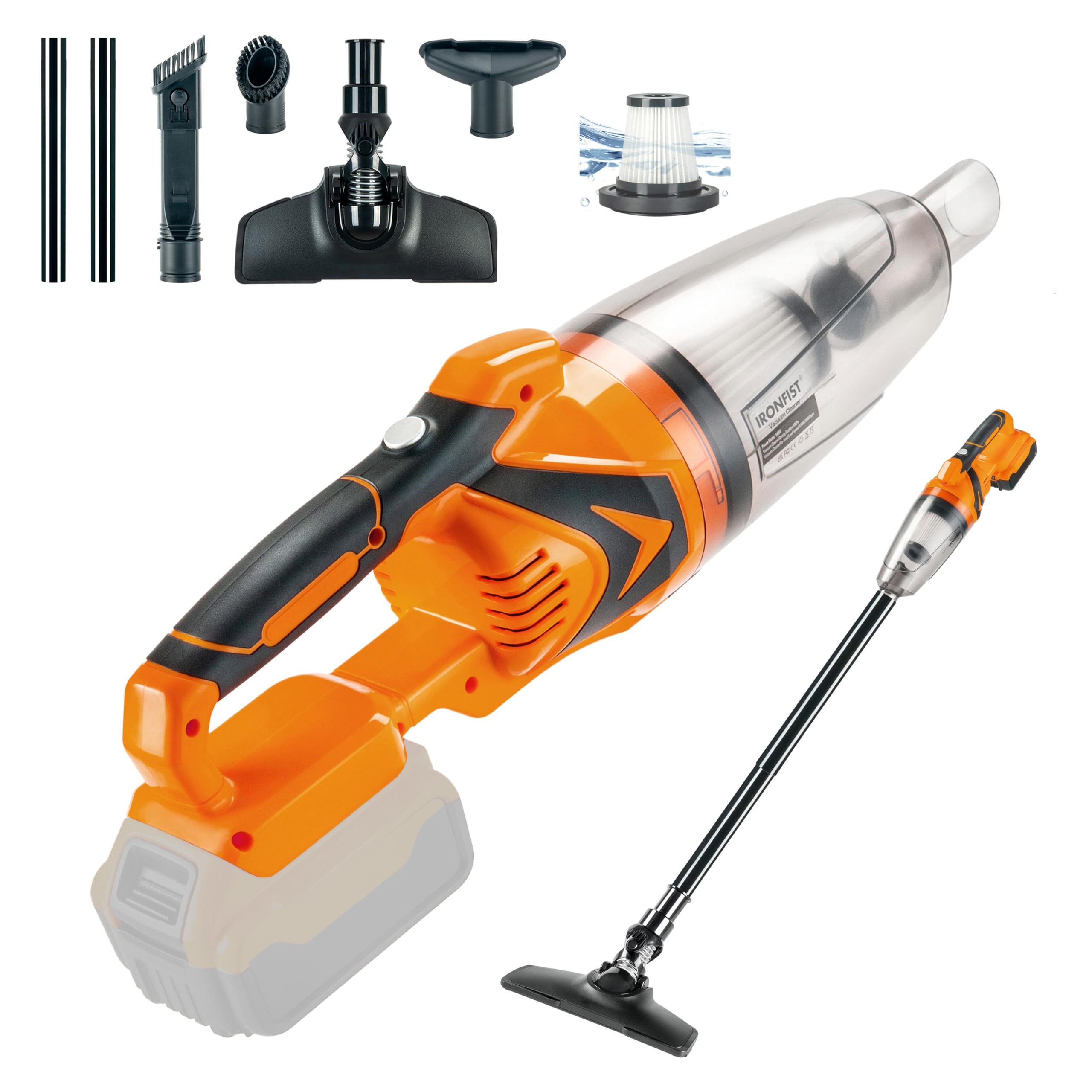 Photo 1 of IRONFIST Vacuum Cleaner for DEWALT 20V MAX Batteries, Cordless Handheld Stick Vacuum Cleaner 10kPa Powerful Suction for Hardwood Floor Carpet Pet Car Cleaning (NO Battery)