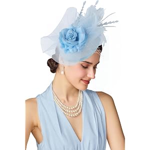 BABEYOND Fascinator Hats for Women Tea Party Flower Tulle Feather Derby Hat | Tulle and Feathers Material, Floral Kentucky He