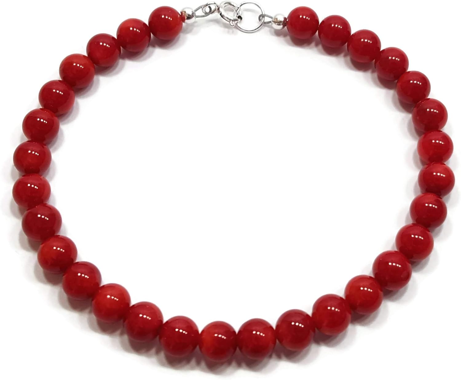 Red Coral Bracelets for Women, Sterling Silver Coral Gemstone Bead