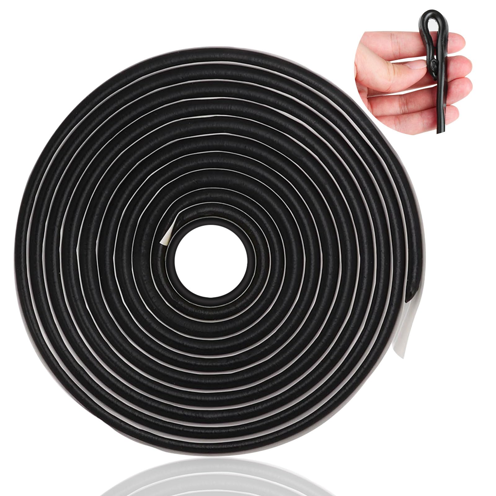 Butyl Round Cord Black, 8 mm x 5 m Butyl Rubber Tape, Waterproof Sealing Tape, Double-Sided Butyl Tape for Car, Truck Headlight Windows, Windscreens, Windows and Doors