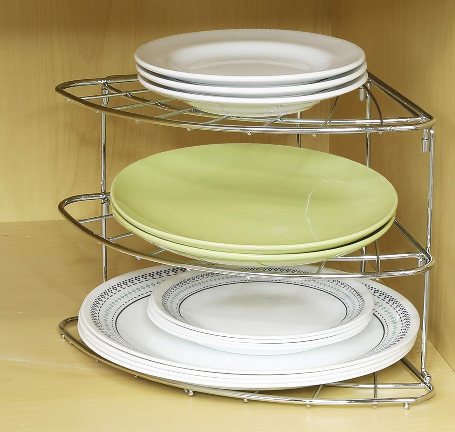 Simple Houseware 3-Tier Counter Corner Shelf Organizer, Chrome: Home & Kitchen