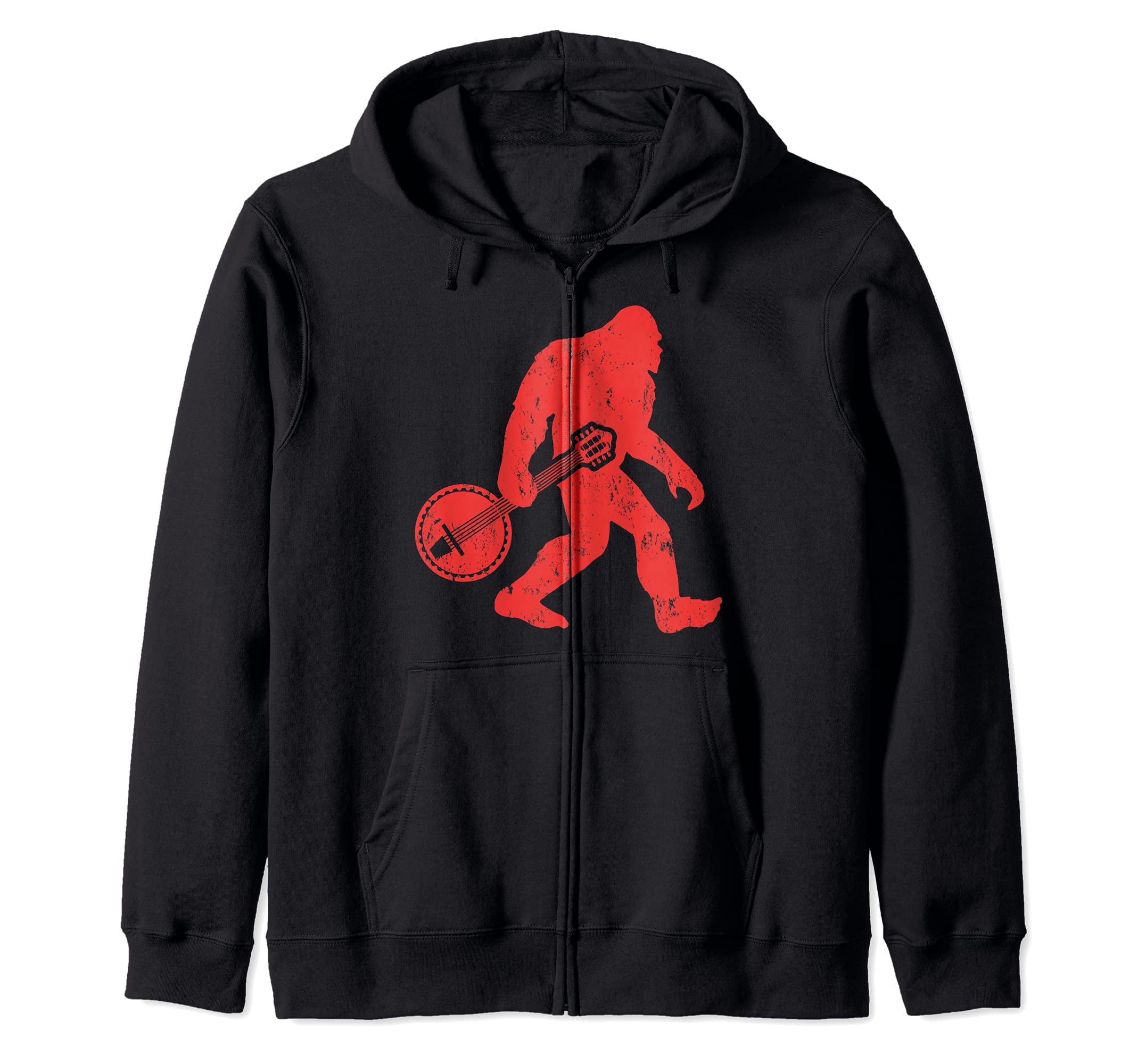 Bigfoot Banjo Player Squatch Banjo Guitar Zip Hoodie